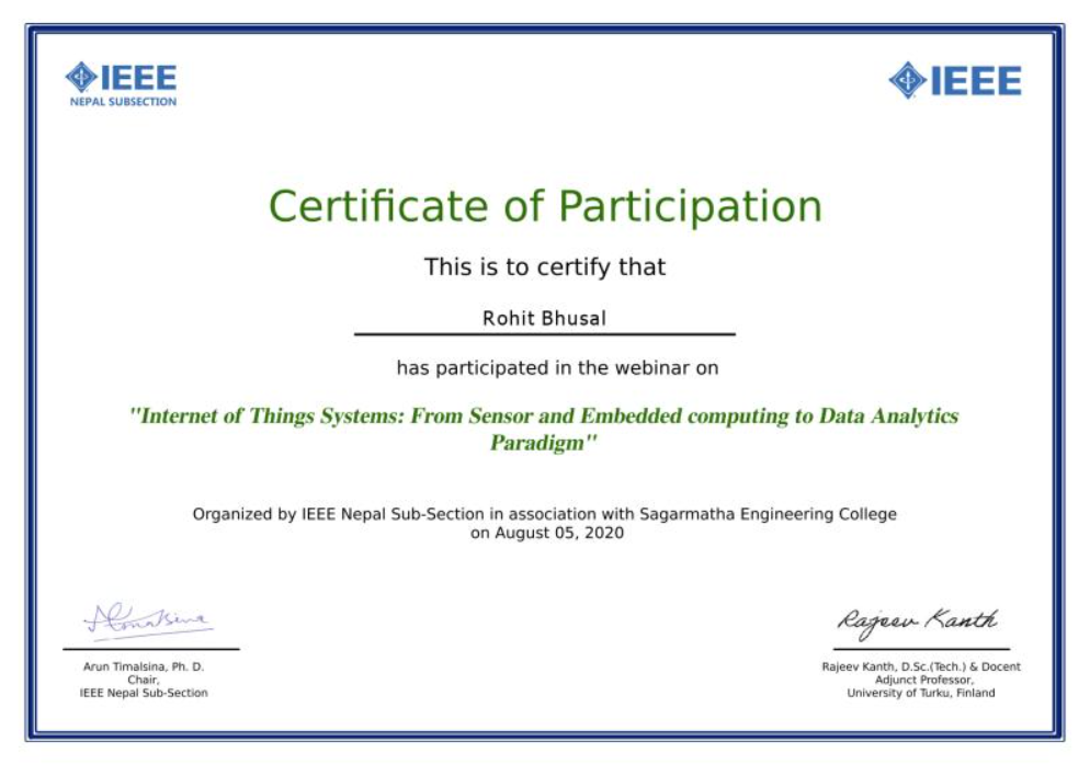 IEEE Certificate